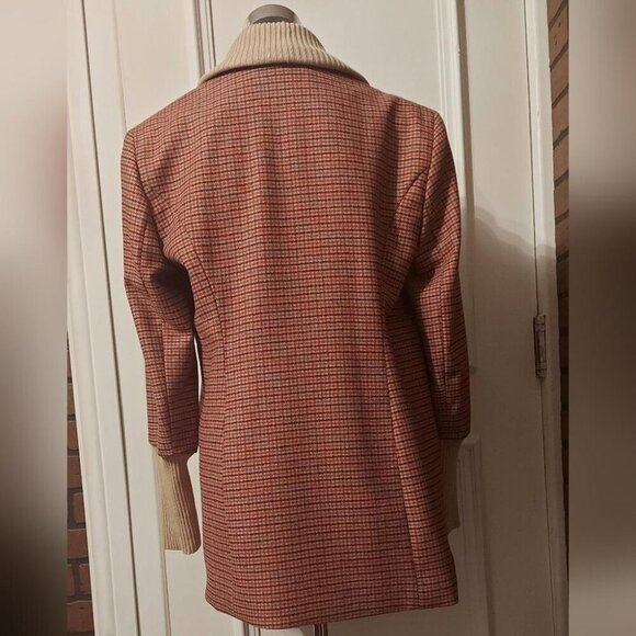 Dark Academia Blazer Plaid Wool with Rib Knit Trim Vintage Library Style - Picture 5 of 14